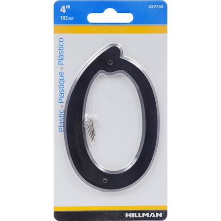 Hillman HILLMAN 4 in. Black Plastic Nail-On Number 0 1 pc, PK10 839750